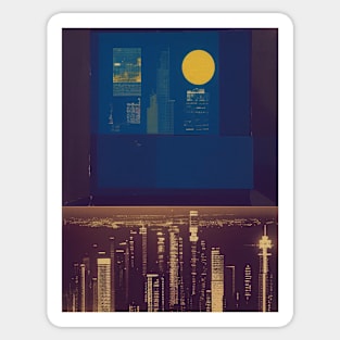 Collage Cityscape Skyline at Night Sticker